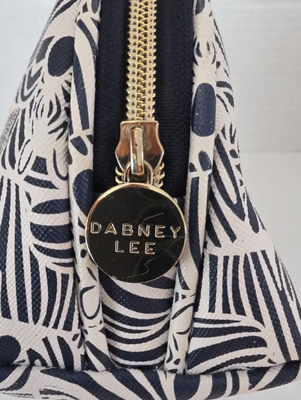 Dabney Lee | Women's Navy & White Zebra Pattern Accessories Cosmetic Pouch Bag